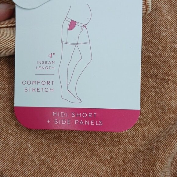 Isabel Maternity Shorts Womens Midi Stretch Side Panels 4 Inch Inseam - Picture 4 of 13